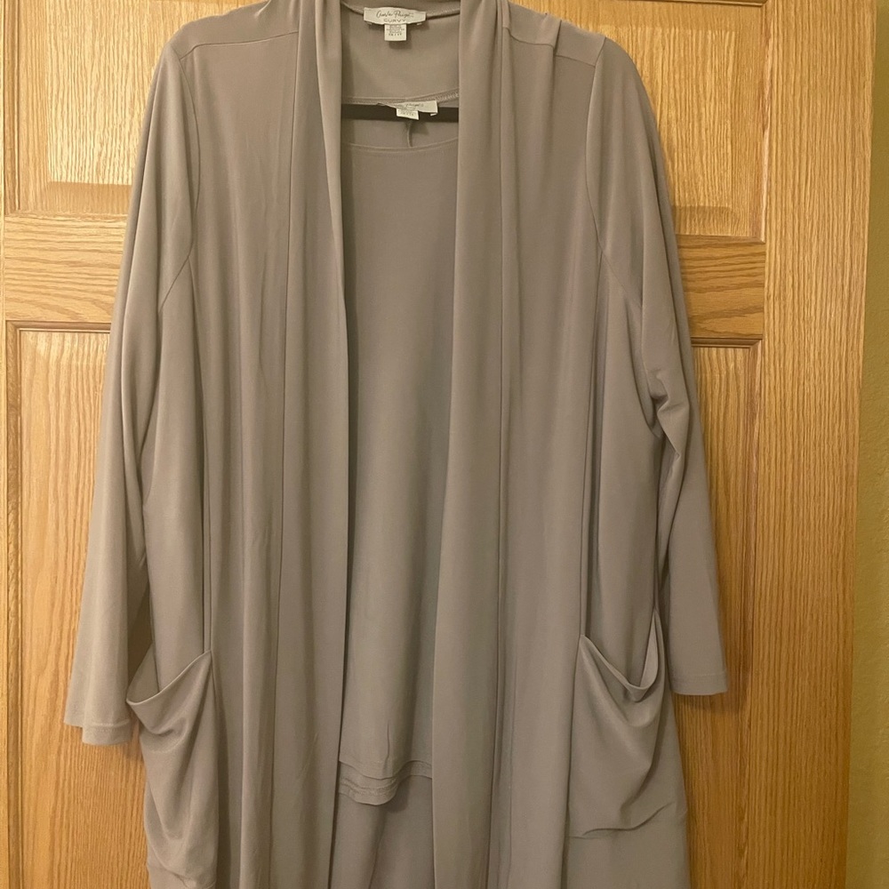 Two piece matching set top and cardigan